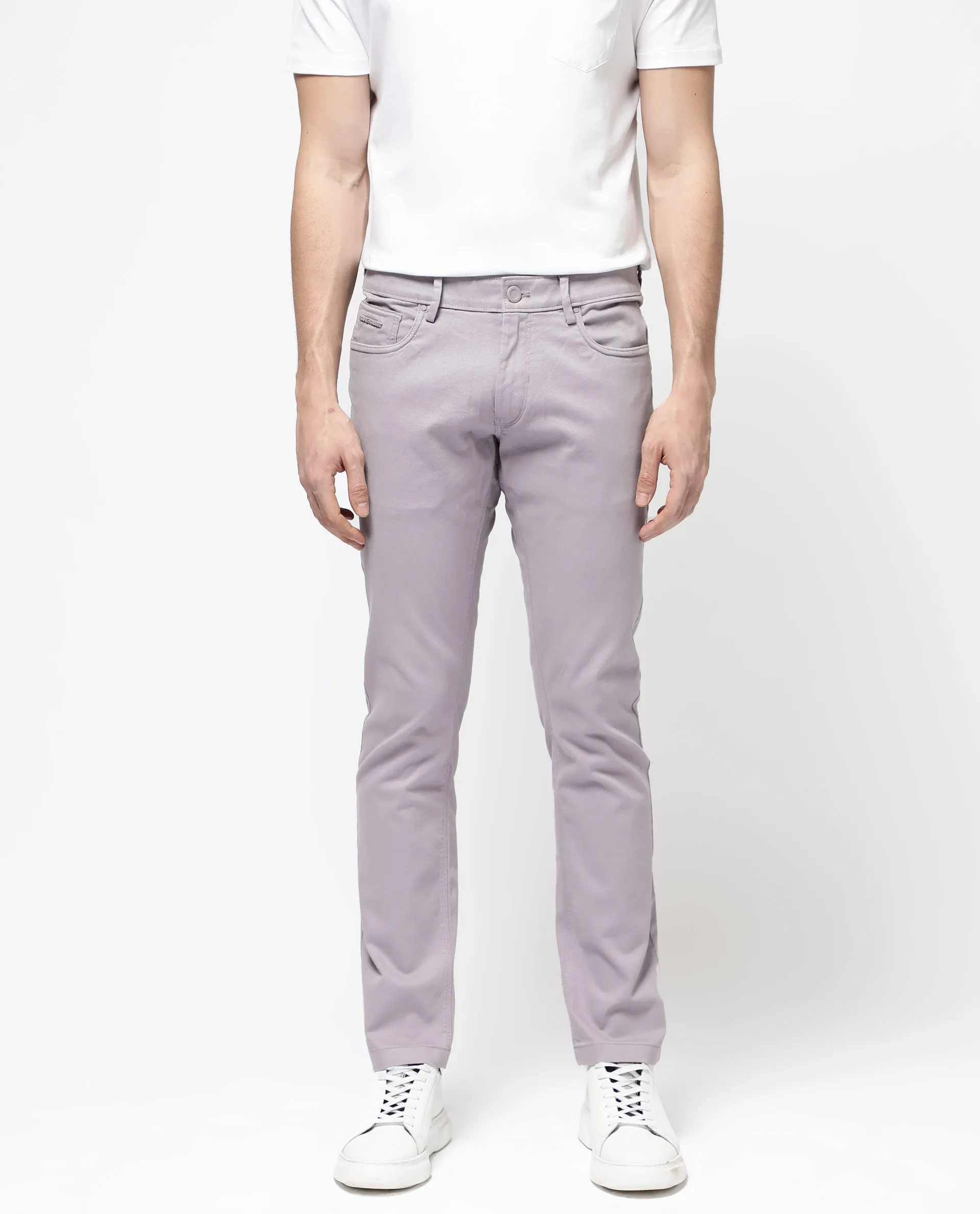 Rare Rabbit Men's Spoke - 24 Pastel Purple Cotton Linen Solid Trousers