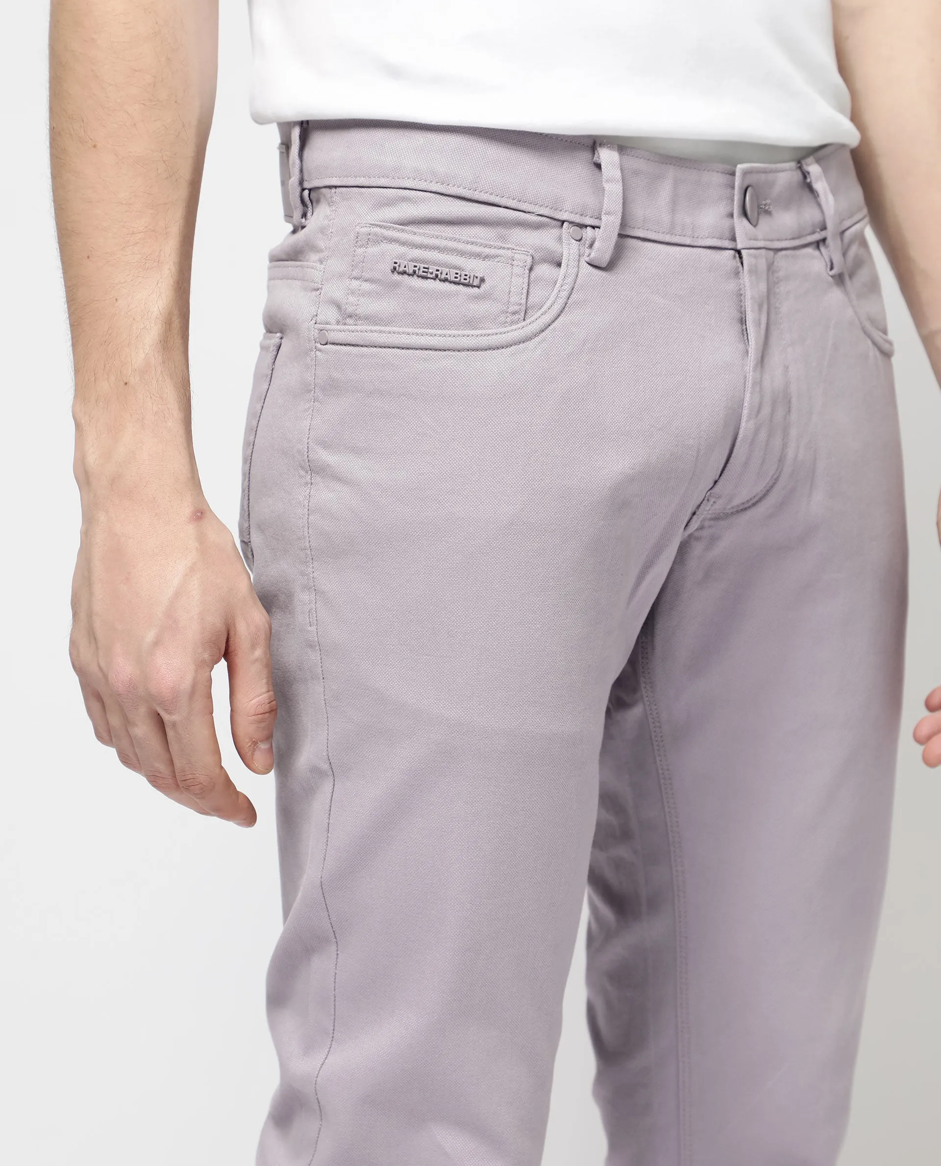 Rare Rabbit Men's Spoke - 24 Pastel Purple Cotton Linen Solid Trousers