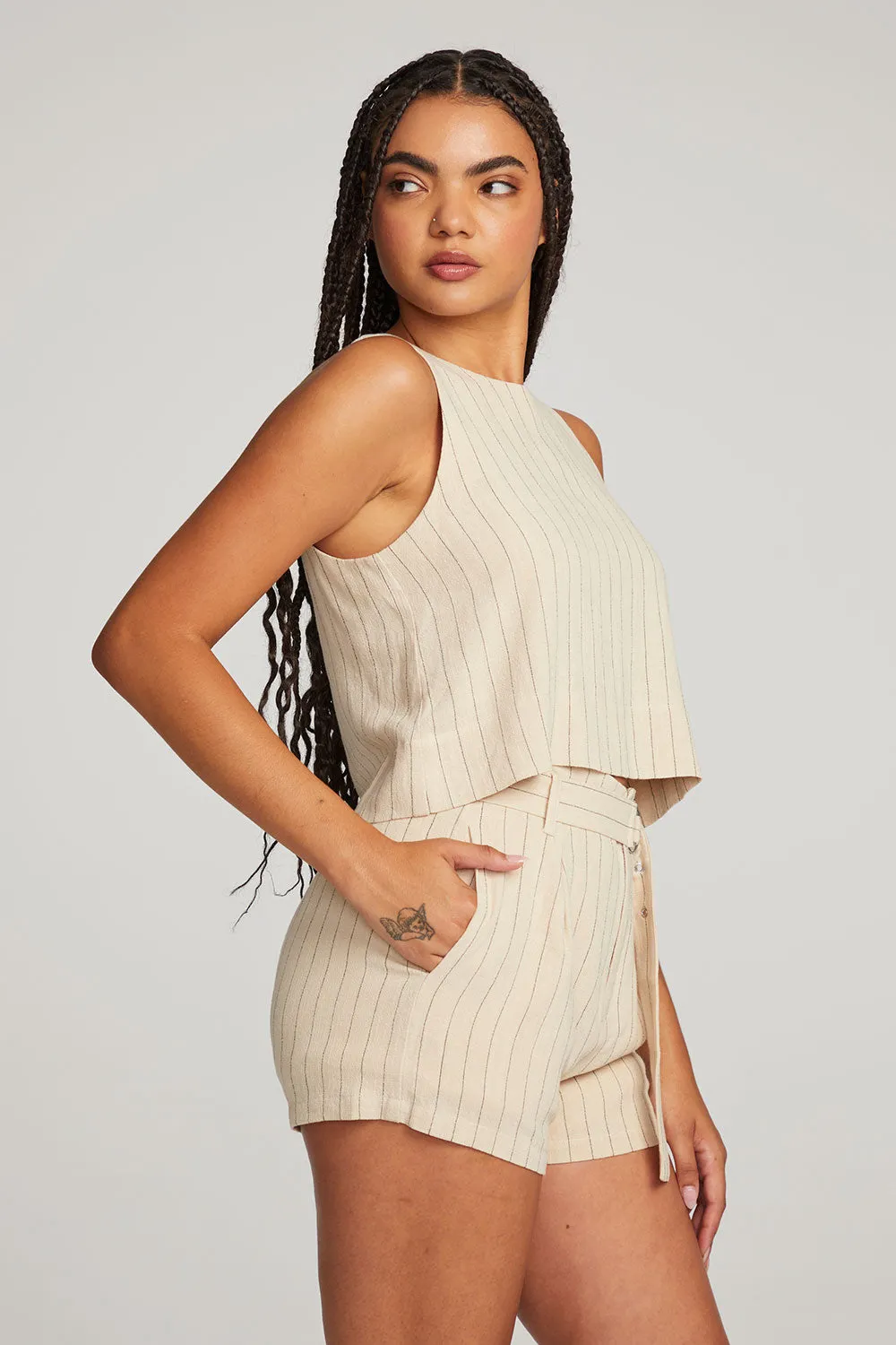 Riley White Pinstripe Tank