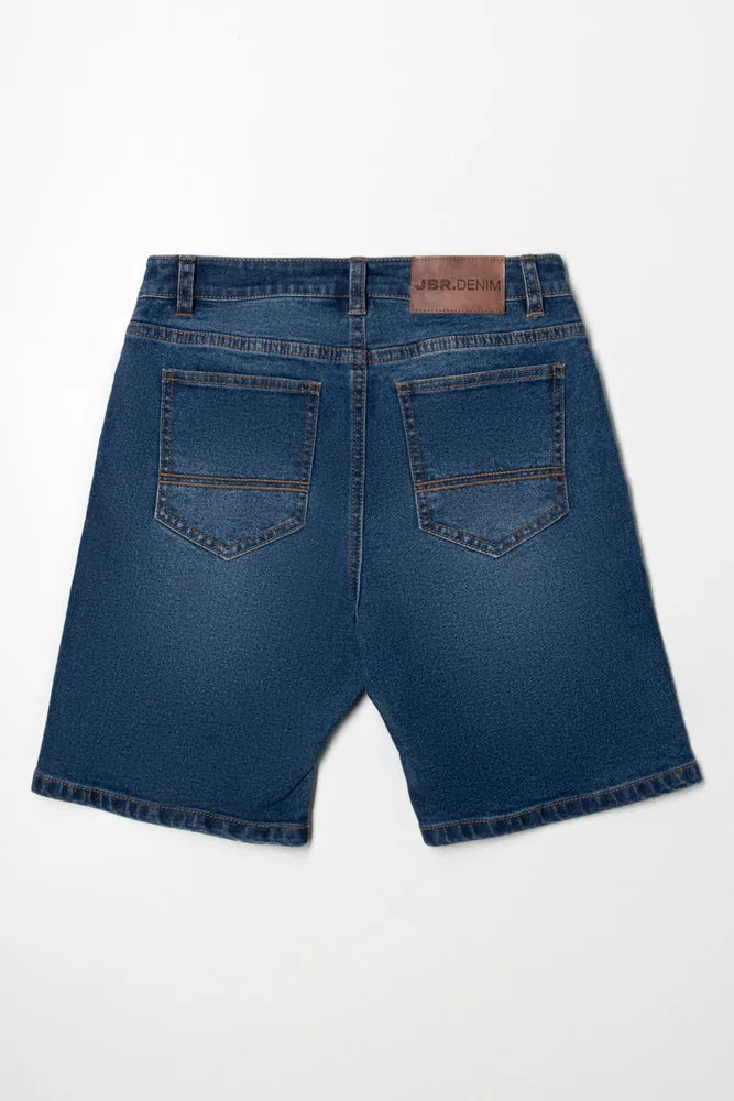 Ripped Denim Short Blue