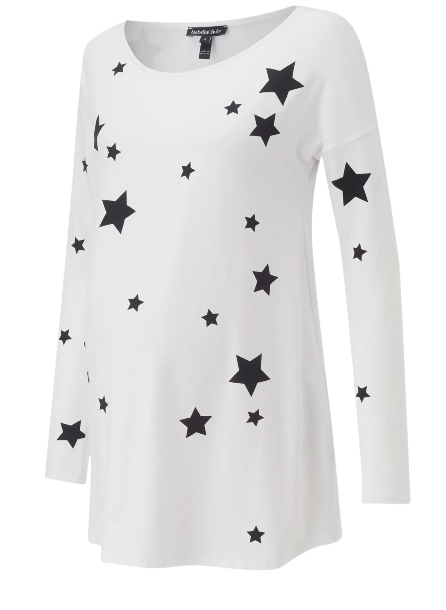 Rosie Maternity Print Top - White & Black Stars