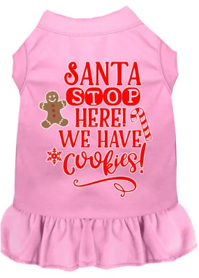 Santa, We Have Cookies Screen Print Dog Dress Light Pink 4x