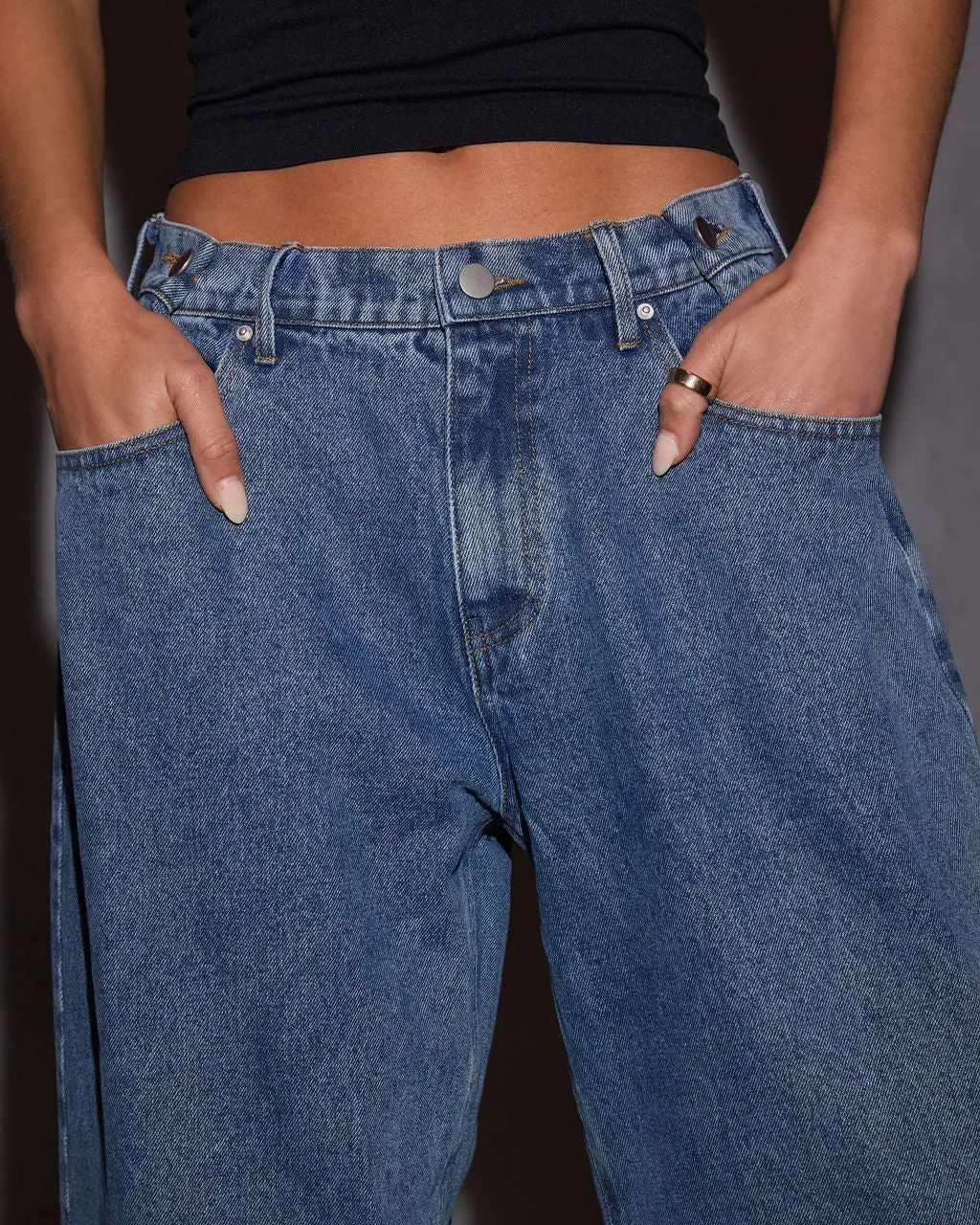 Saylah Button Waist Pleated Jeans