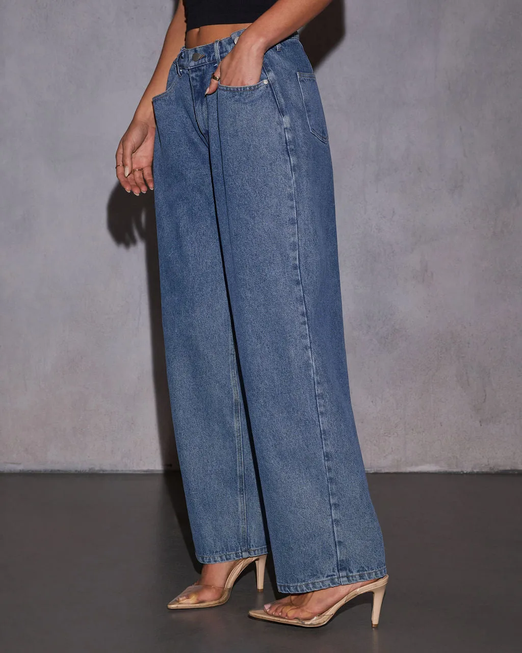 Saylah Button Waist Pleated Jeans