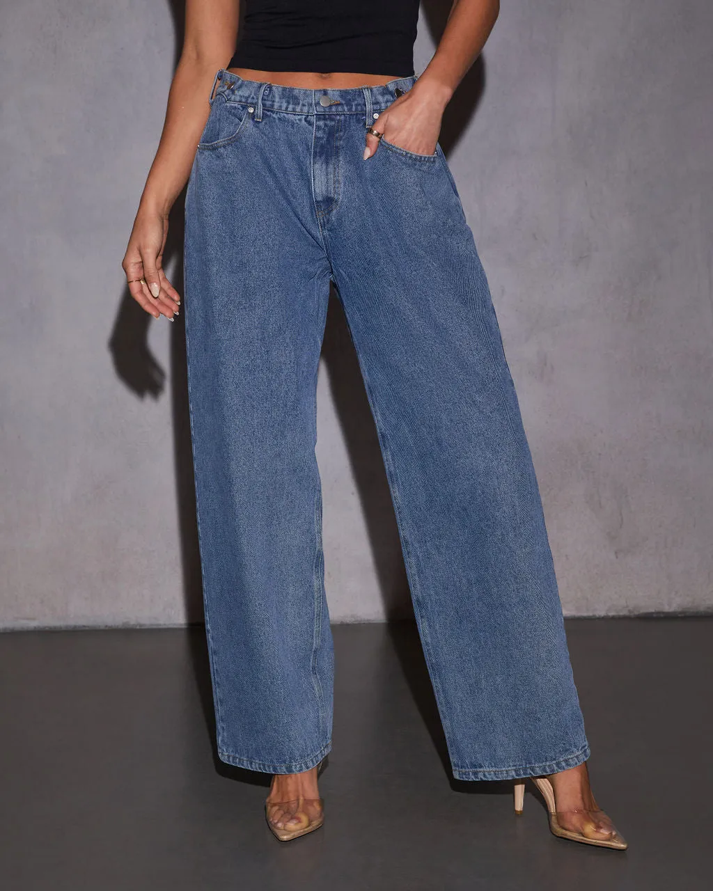 Saylah Button Waist Pleated Jeans