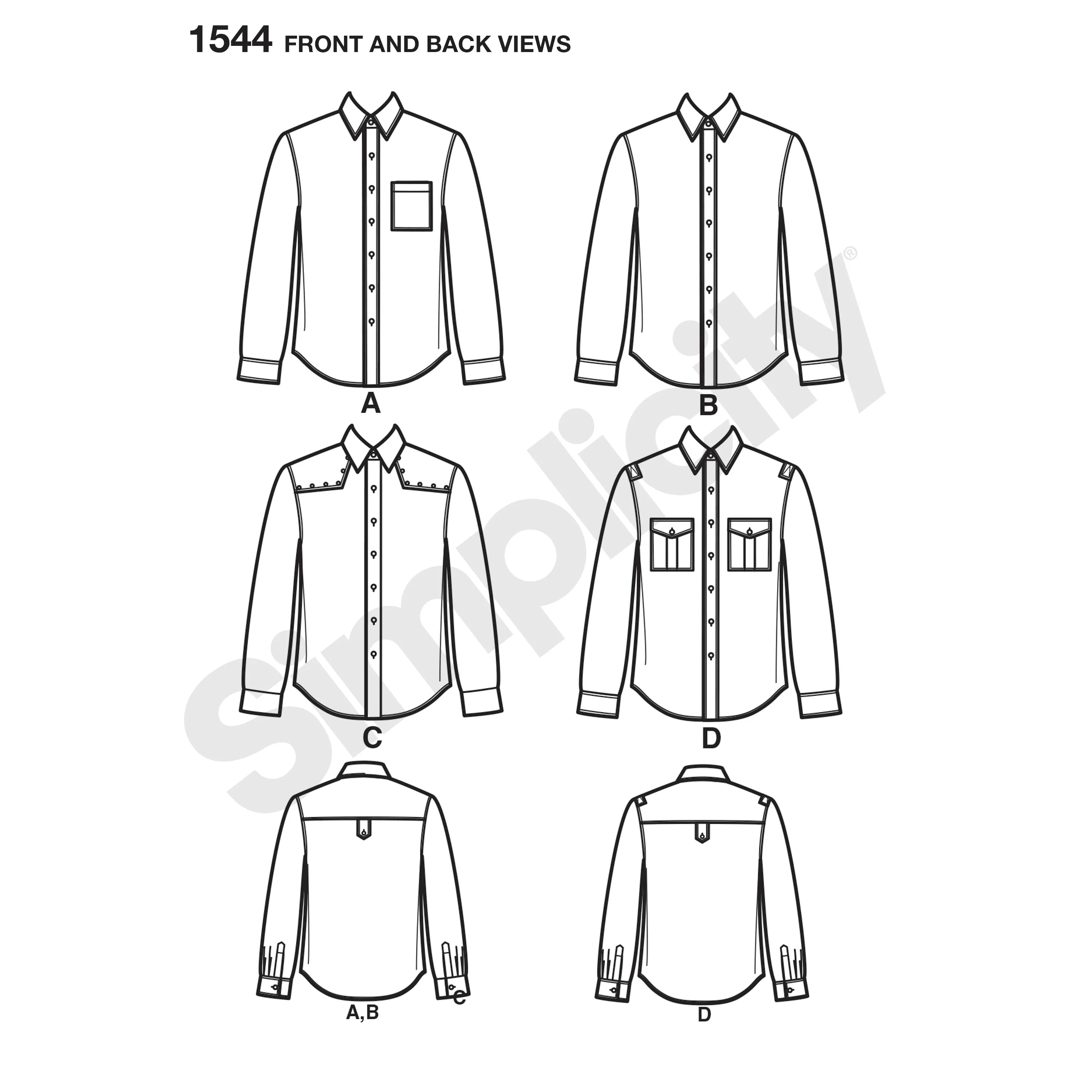 Simplicity Pattern S1544 Men's Shirt with Fabric Variations