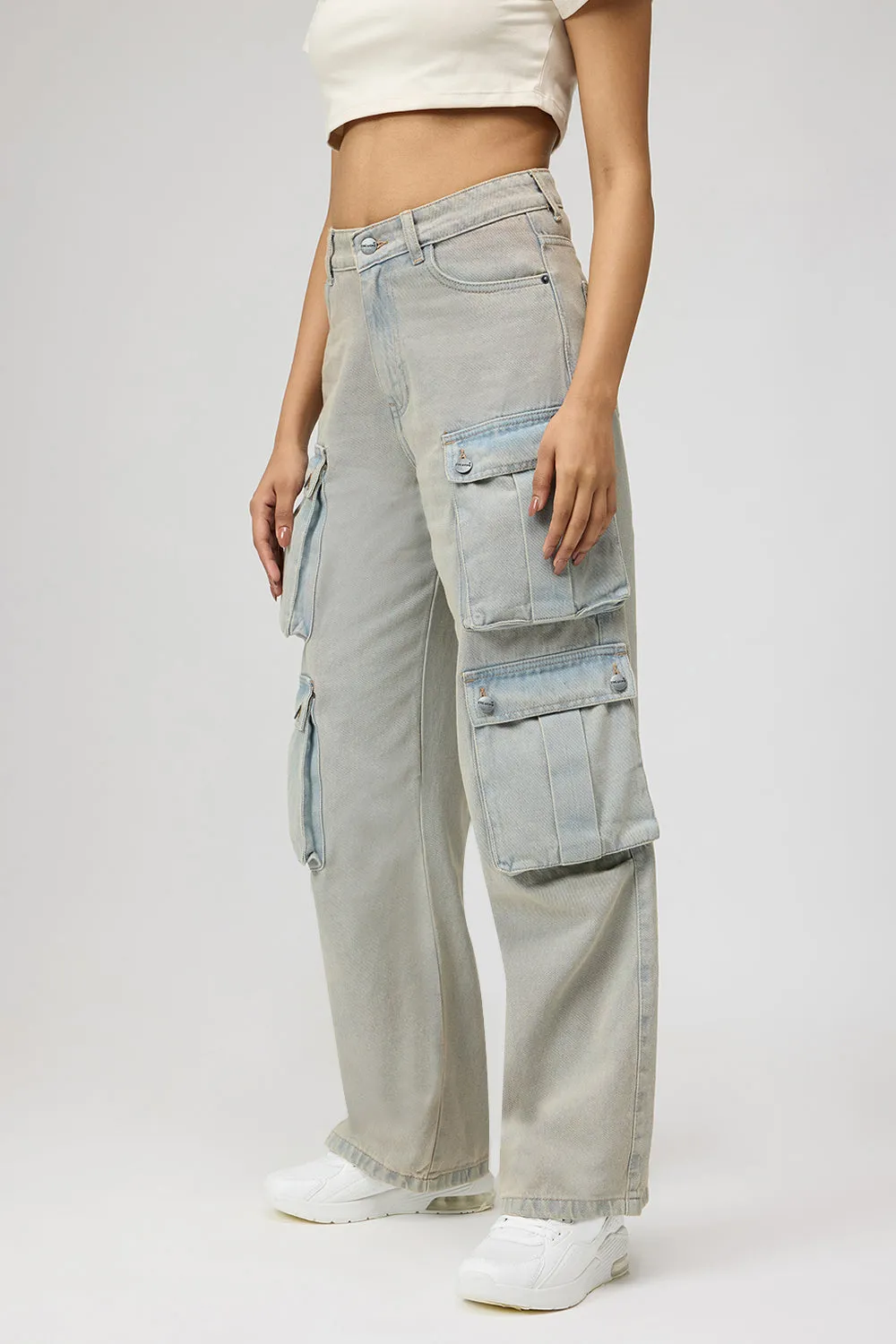 Skyline Blue Street Style Cargo Jeans