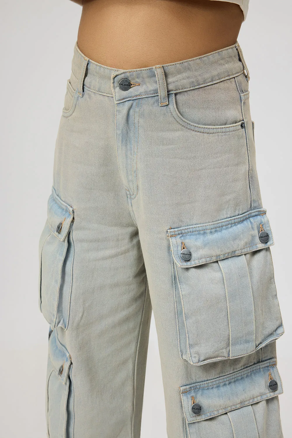 Skyline Blue Street Style Cargo Jeans