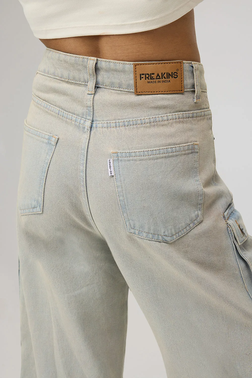 Skyline Blue Street Style Cargo Jeans