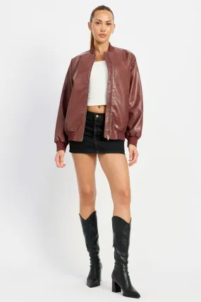 “Street smart” vintage leather bomber jacket