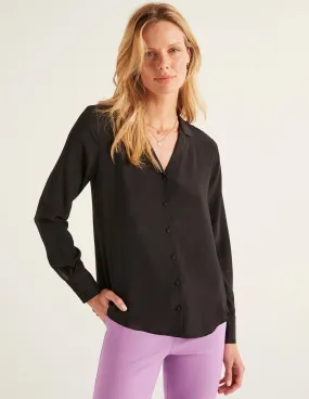 Tabitha Silk Shirt-Black