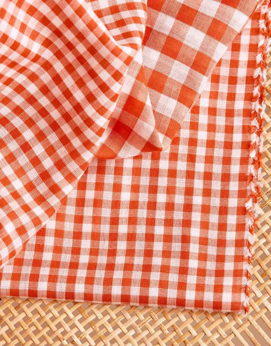 Tangerine Double Sided Gingham Cotton Double Gauze, Atelier Brunette