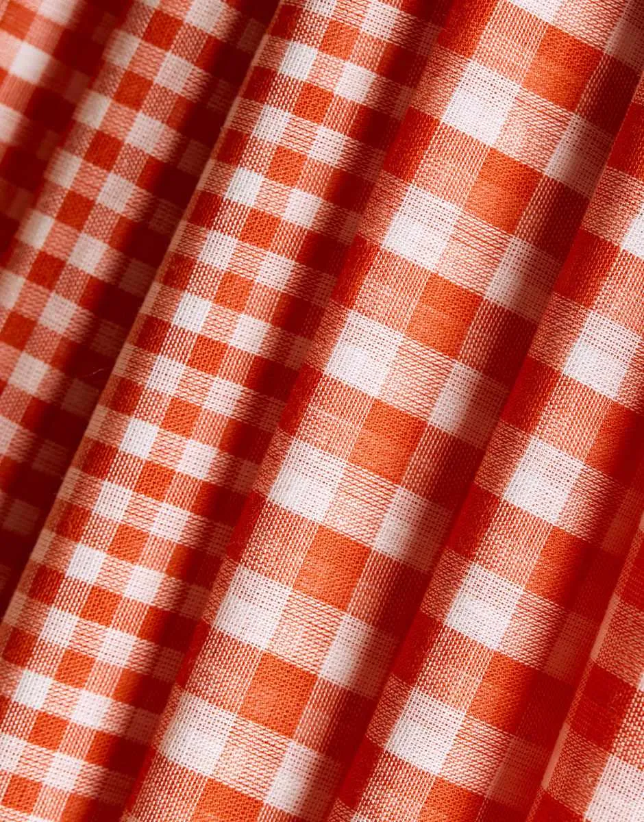 Tangerine Double Sided Gingham Cotton Double Gauze, Atelier Brunette