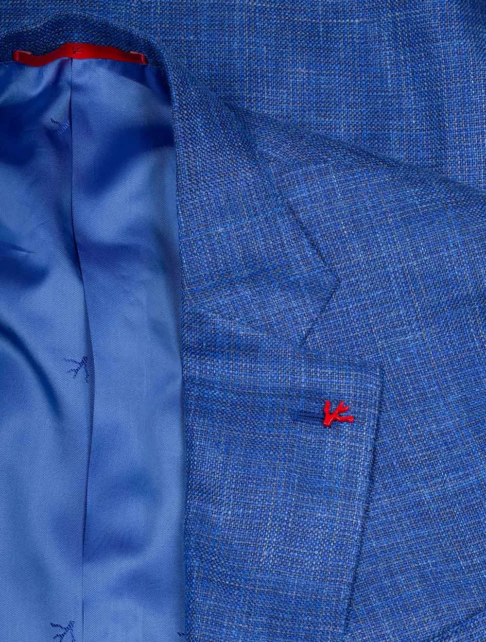 Tela Matt Wool Silk Linen Sports Jacket Blue