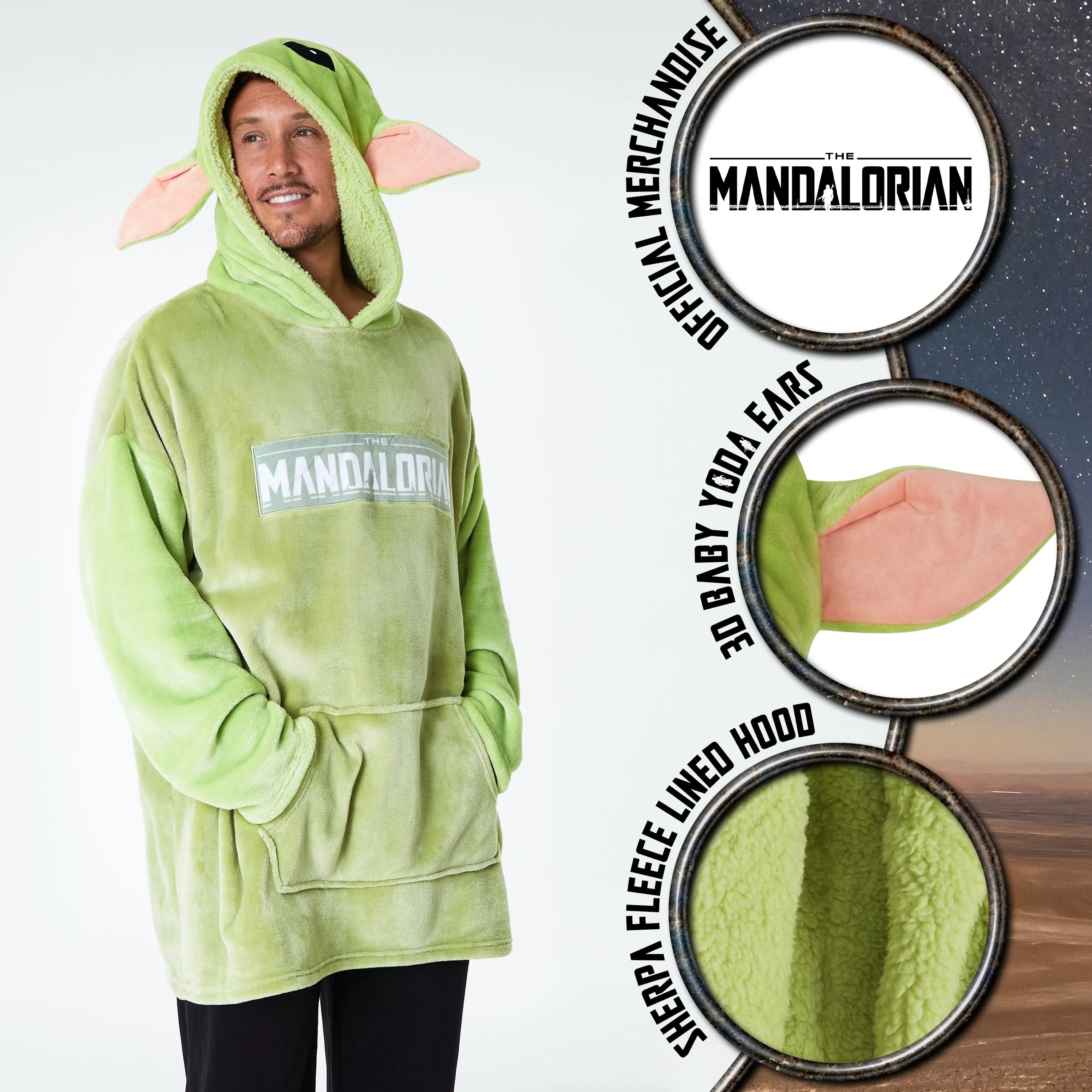 The Mandalorian Hoodies for Men, Baby Yoda Oversized Hoodie Blanket Green