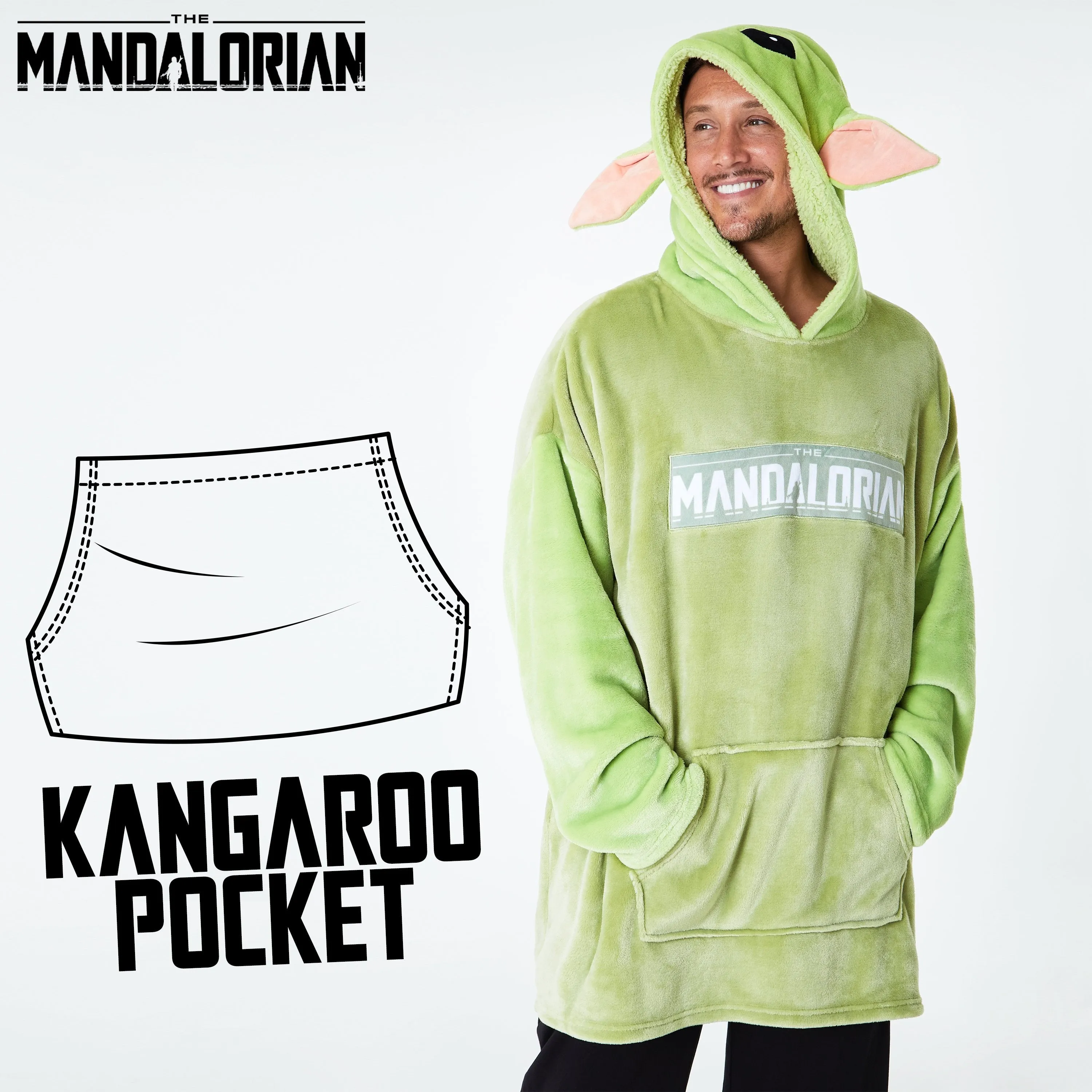 The Mandalorian Hoodies for Men, Baby Yoda Oversized Hoodie Blanket Green