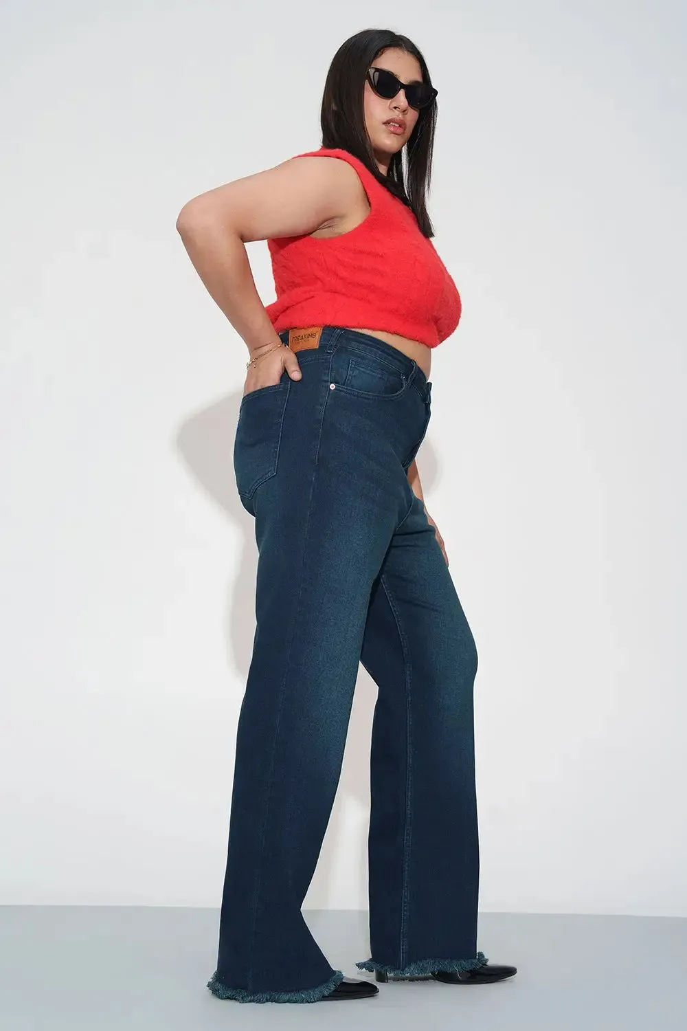 Tinted Teal Curve Straight fit Jeans