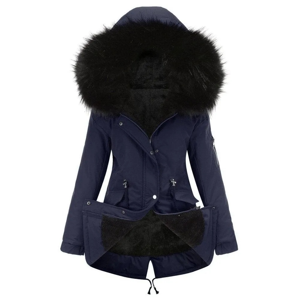 Warm Hooded Velvet Padded Winter Jacket