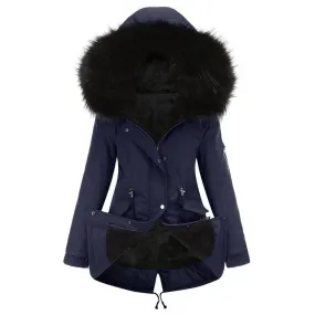 Warm Hooded Velvet Padded Winter Jacket