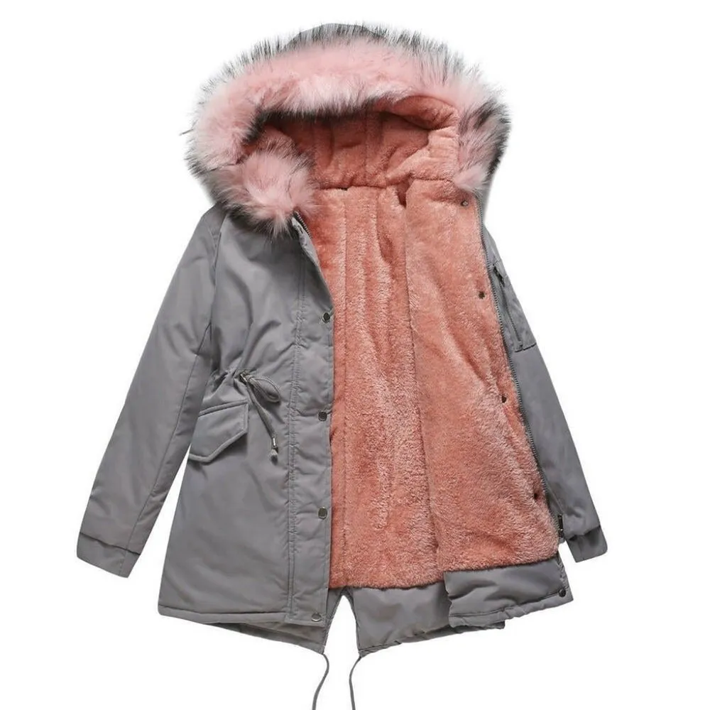 Warm Hooded Velvet Padded Winter Jacket