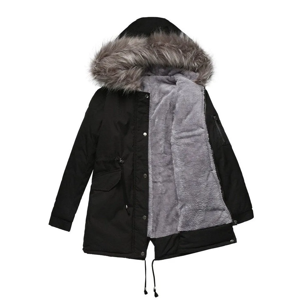 Warm Hooded Velvet Padded Winter Jacket