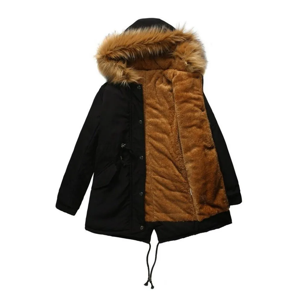 Warm Hooded Velvet Padded Winter Jacket