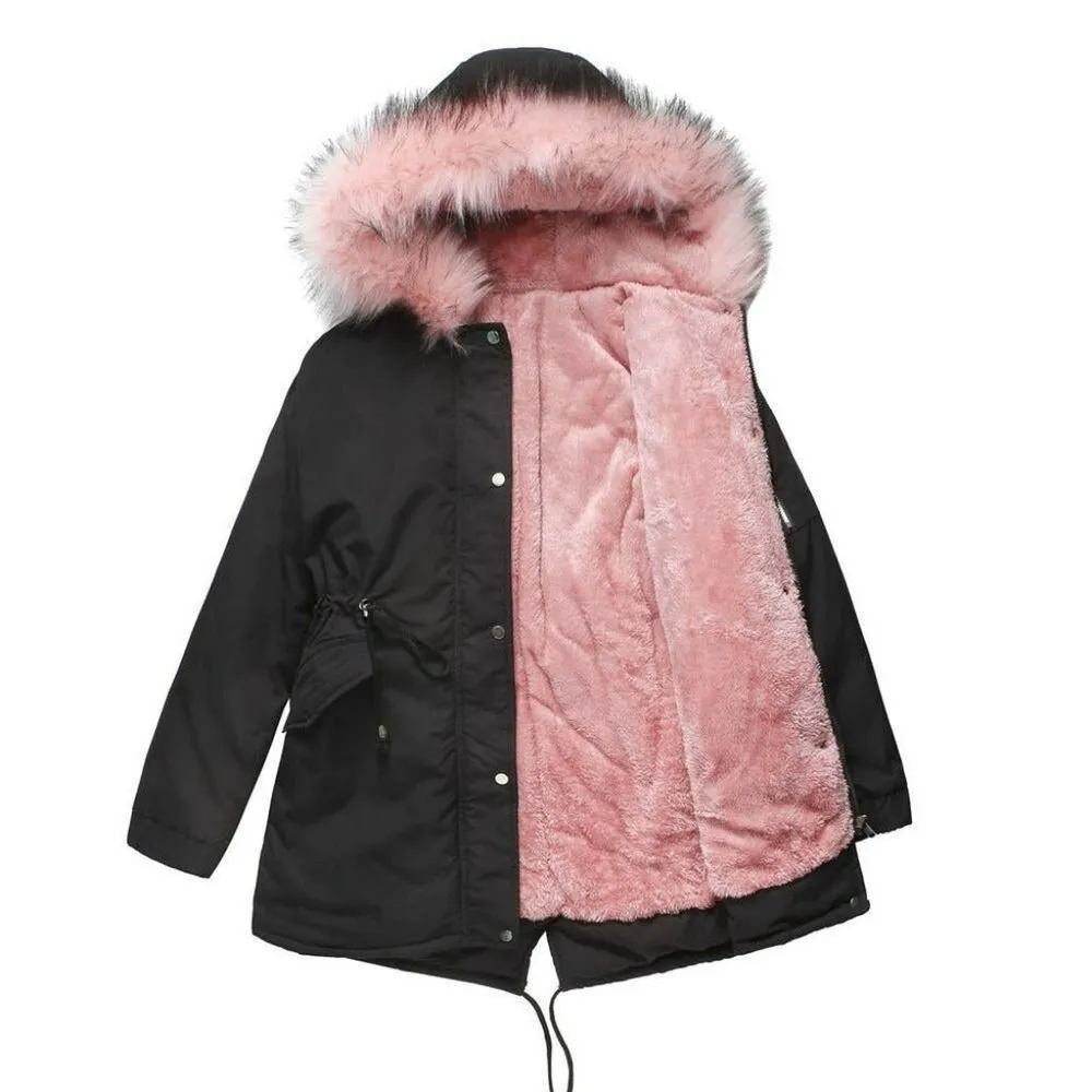 Warm Hooded Velvet Padded Winter Jacket