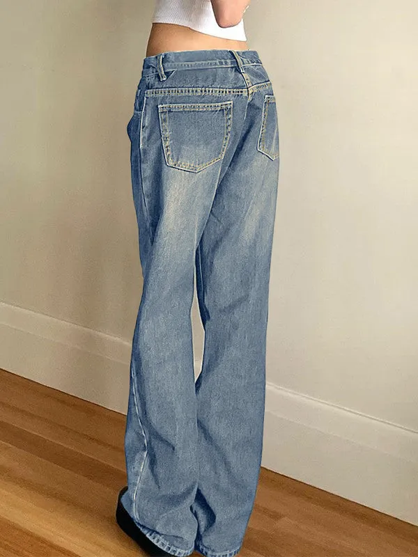 Washed Classic Denim Boyfriend Jeans