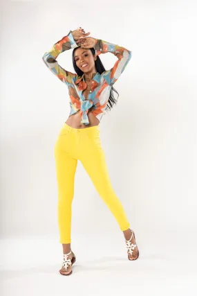 Wholesale Sunshine Yellow High Waist Classic Jeans