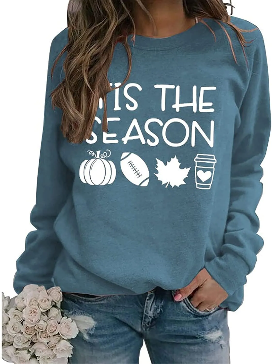 Women Tis The Season Shirt Football Pumpkin Sweatshirt