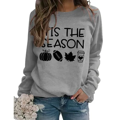 Women Tis The Season Shirt Football Pumpkin Sweatshirt