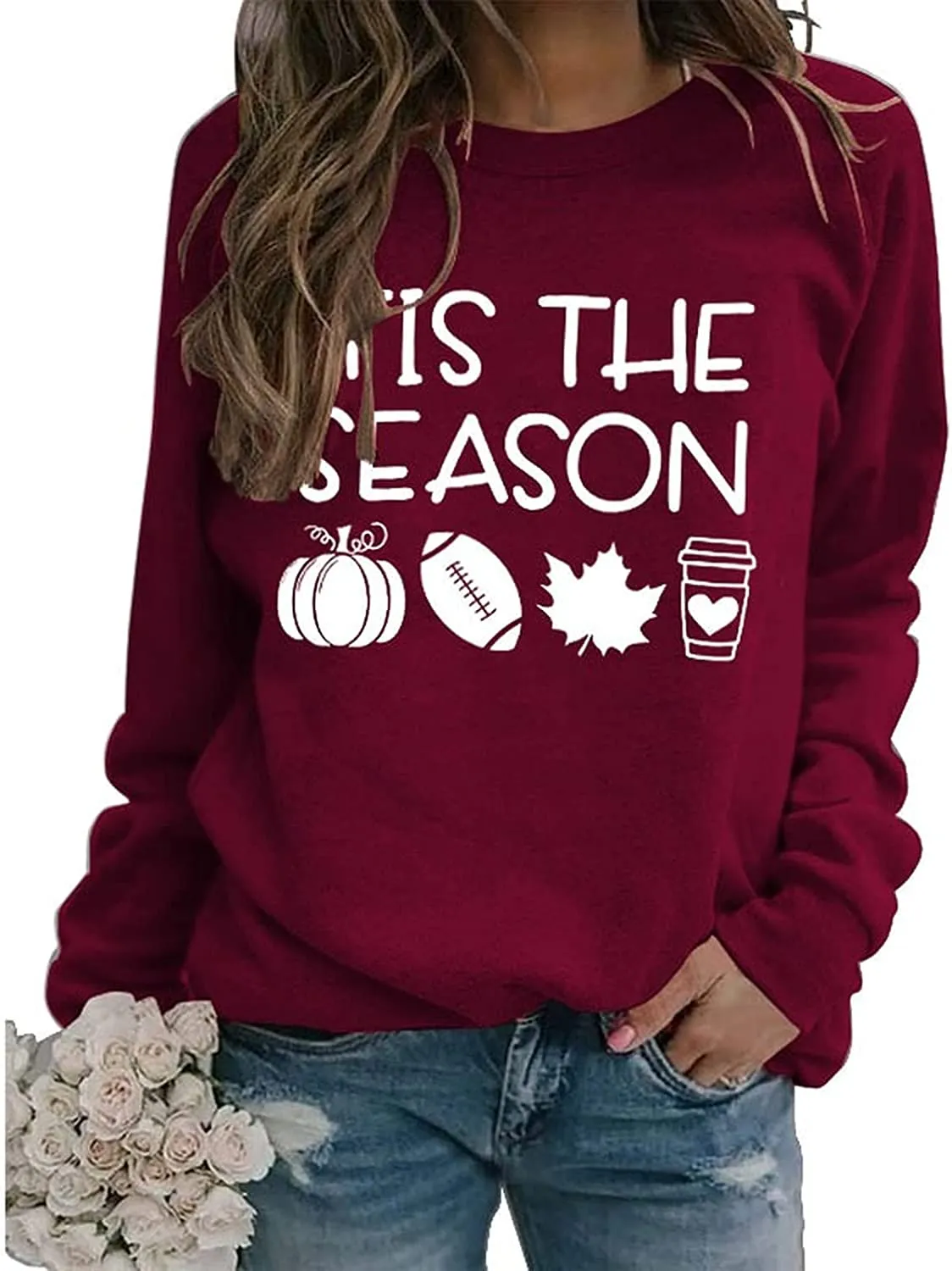 Women Tis The Season Shirt Football Pumpkin Sweatshirt