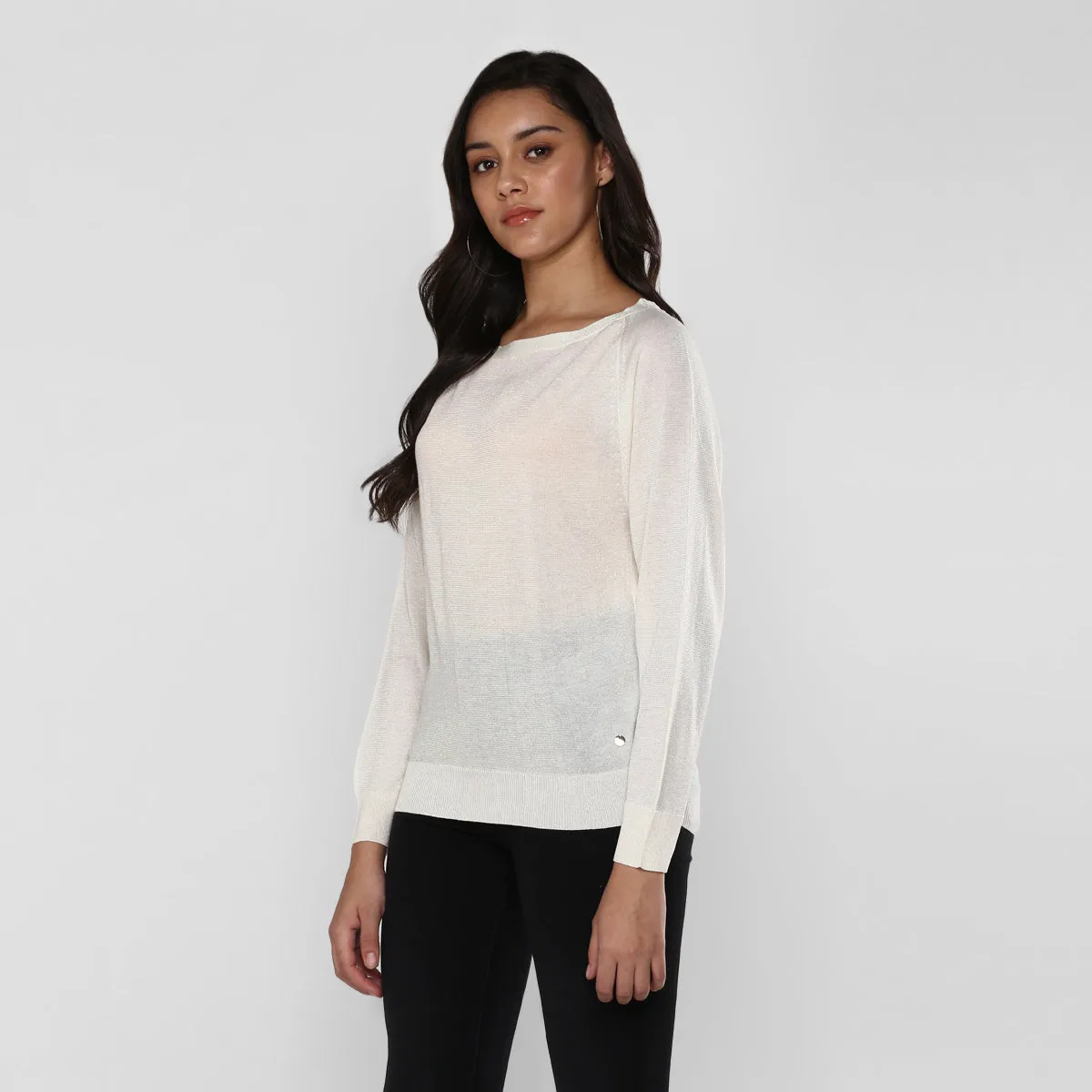 Women's Neutrals Crew Neck Top