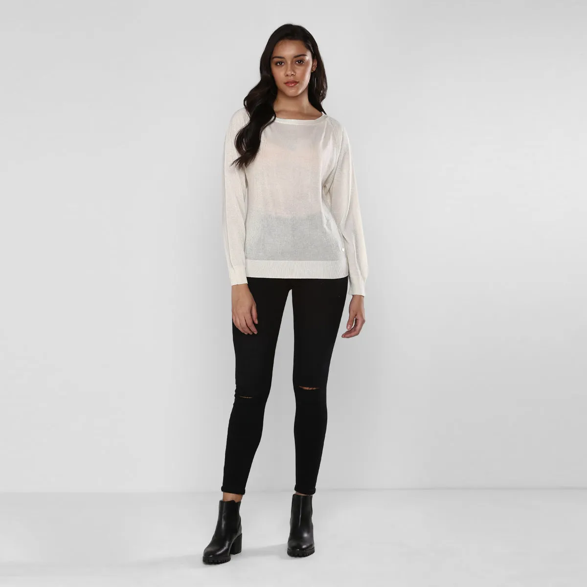 Women's Neutrals Crew Neck Top