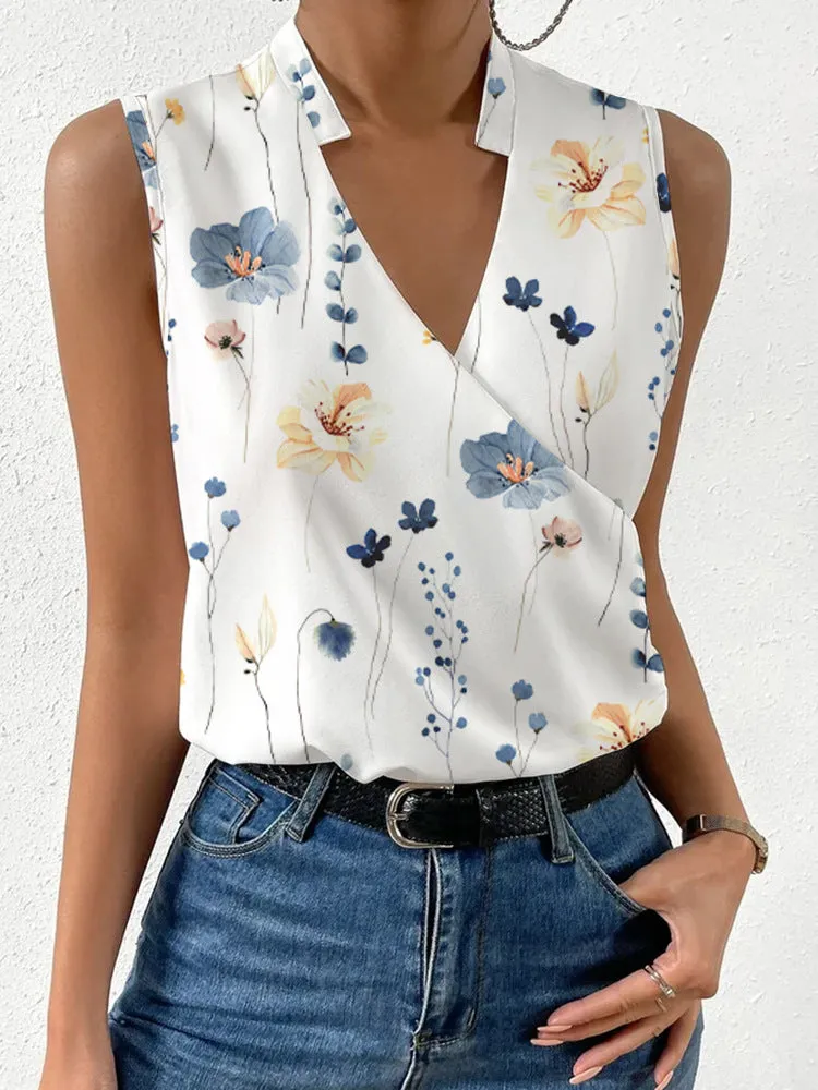 Women's Summer Printed Shirt French Style Design Blouses