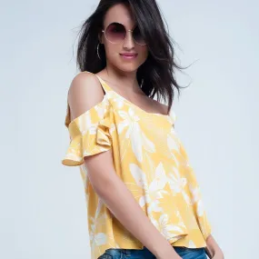 Yellow Flower Top and Ruffles Detail