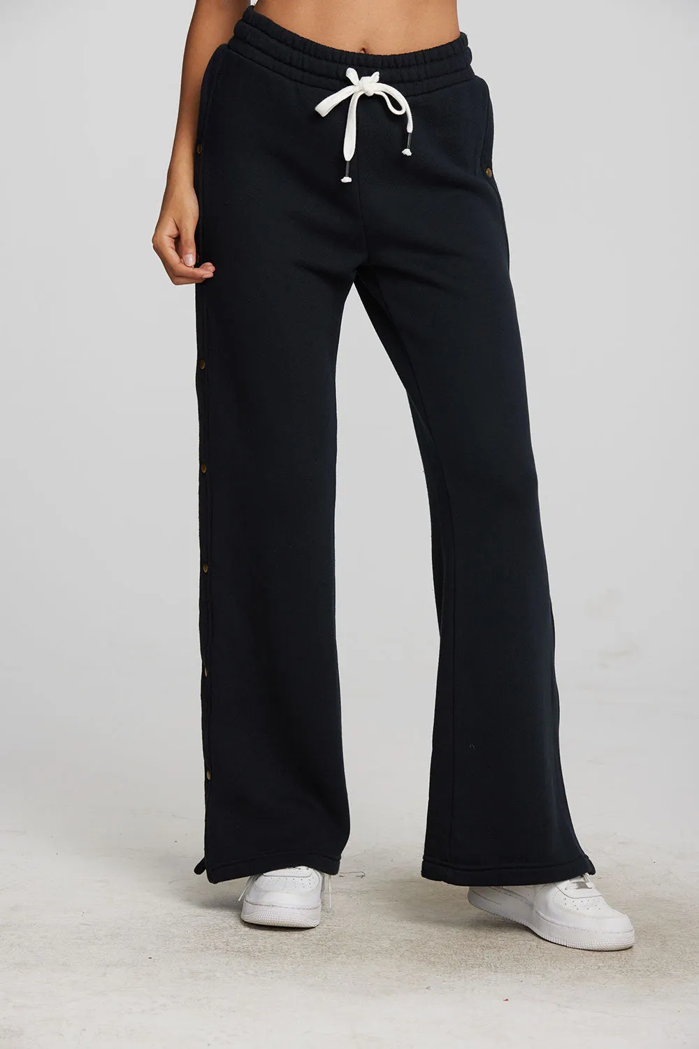 Zuma Cotton Terry Wide Leg Joggers with Button Side Seam